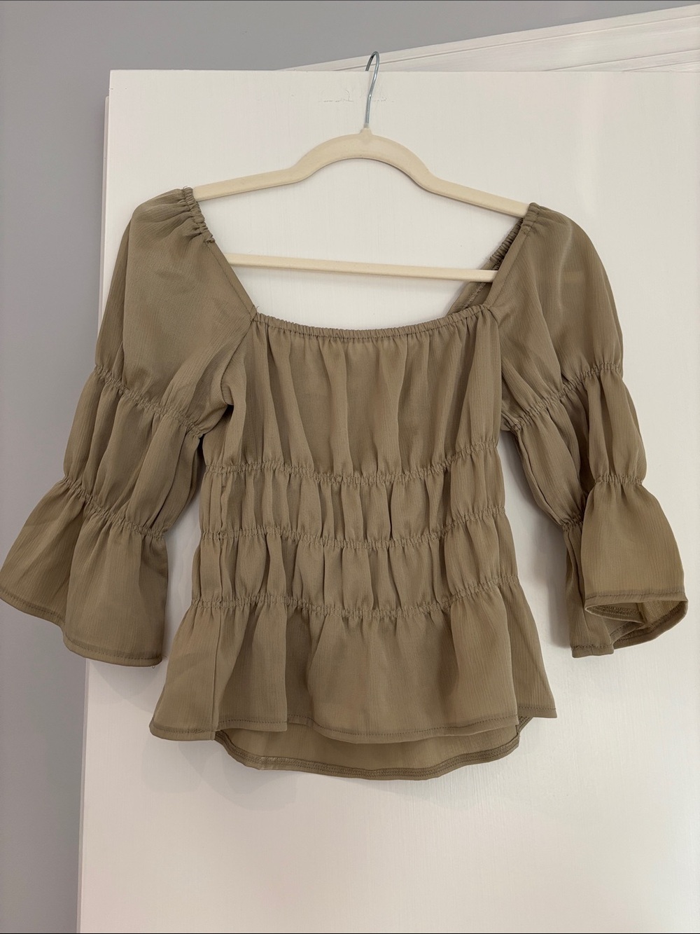 Princess Polly Olive Smocked Peasant Blouse